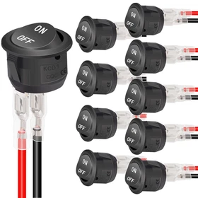 Twidec/5Pcs 12V round Rocker Switch AC 6A/250V 10A/125V SPST 2 Pin 2 Position On