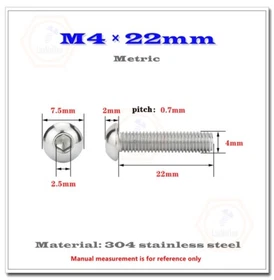M2 M2.5 M3 M4 M5 M6 304 Stainless Steel Allen Hex Socket Button Head Screws Bolt