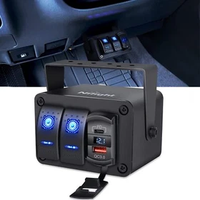 Nilight 2 Gang Rocker Switch Box 12V SPST ON Off Toggle Switch PD Type C
