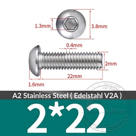 BUTTON HEAD SCREWS HEXAGON ALLEN SOCKET BOLTS STAINLESS STEEL M2 M3 M4 M5 M6-M16