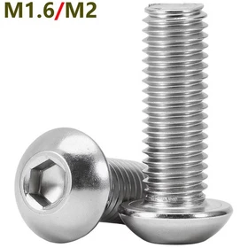 M1.6 M2 304 Stainless Steel Button Head Socket Cap Screws Allen Hex Drive Bolts