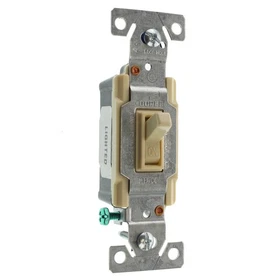 HUBBELL RS115ILCZ LIGHTED TOGGLE SWITCH, 1-POLE, GROUNDING, 15A, 120V, IVORY