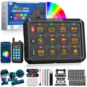 MICTUNING P1Y APP+Wireless Remote Control Switch Panel LED Circuit Relay System