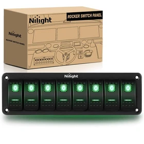 Nilight 3 Gang Aluminum Rocker Switch Panel 12V 24V Pre-Wired 5 Pin Blue LED
