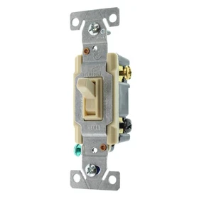 HUBBELL RS315ILCZ LIGHTED TOGGLE SWITCH, 3-WAY, GROUNDING, 15A, 120V, IVORY