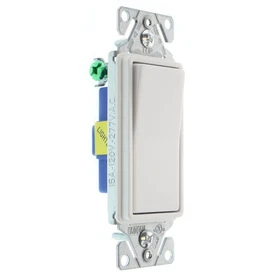 HUBBELL RSD115ILWZ LIGHTED DECORATOR ROCKER SWITCH, 1-POLE, 15A, 120/277V, WHITE