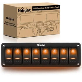 Nilight 3 Gang Aluminum Rocker Switch Panel 12V 24V Pre-Wired 5 Pin Blue LED