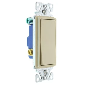 HUBBELL RSD315IZ DECORATOR ROCKER SWITCH, 3-WAY, 15A, 120/277V, IVORY
