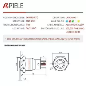GQ16F-11EZ API ELECTRIC Latching Push Switch #3