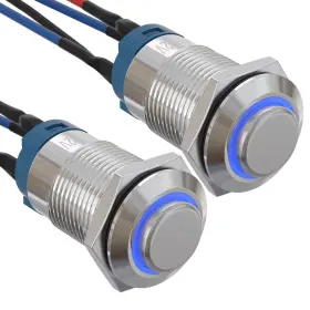742089215073 APIELE Latching Push Switch Ring Led Steel