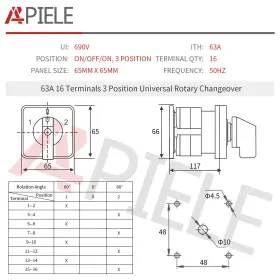 LW28-63 APIELE Changeover Selector Switch Position Terminals #2