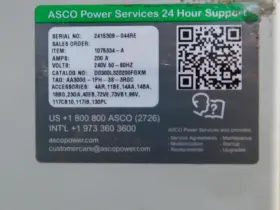 D0300L320200FGXM ASCO Power Transfer Loadcenter Switch Amp #3