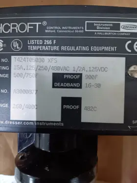 T424T05030 ASHCROFT Xfs Temperature Regulator Switch Vac #2