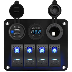 MB4GANG-04BLUE AUKA Gang Waterproof Marine Boat Rocker Switch