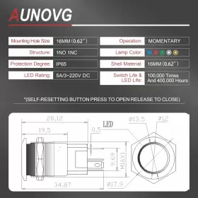 729162561142 AUNOVG Momentary Push Switch Swi #3