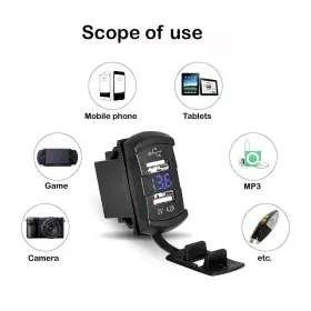 C120200518 AUTOE Utv Atv Car Charger Dual Usb Switch Led Port #2