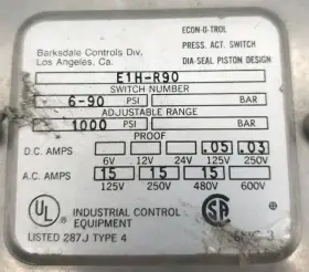 E1H-R90 BARKSDALE Pressure Actuated Switch