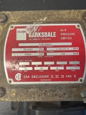 P1H-H600 BARKSDALE High Pressure Switch #2