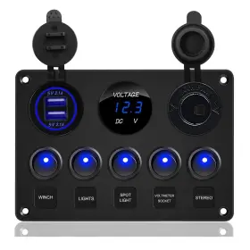 BL-11011-B BLLYOGU Rocker Switch Panel Dual Usb Voltmeter Car