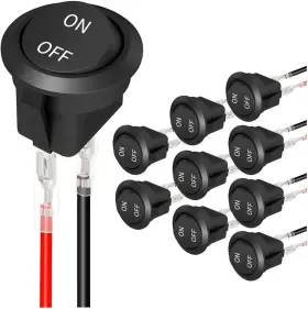 AUTO1 Pack Round Rocker Switch Volt Circle Toggle Pin