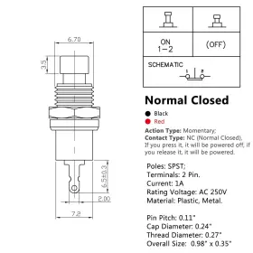 730964295227 CLYXGS Momentary Push Switch Spst Closed Pin #3