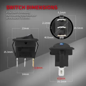 016071636147 DAIERTEK Round Rocker Switch Pin Led Volt #2