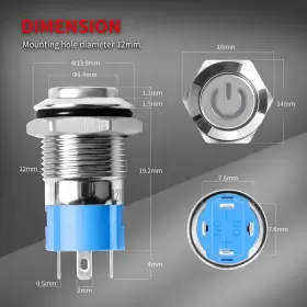 782429688747 DAIERTEK Latching Push Switch Led Waterproof Po #2