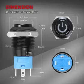 782429688754 DAIERTEK Latching Push Switch Led Power Wate #2