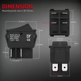 KCD2-201-B DAIERTEK Dpst Rocker Switch Pin Position Toggl #2