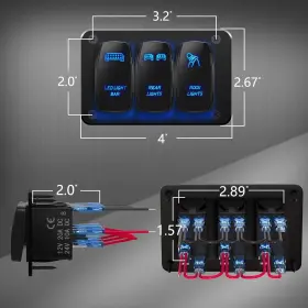 PN-1813-L DAIERTEK Led Light Bar Switch Panel Gang Rocker #3
