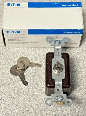 AH1191NOF EATON Arrow Hart Lock Switch Single Pole Keys