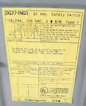 DG221NGB EATON CORPORATION Cutler Hammer General Safety #3