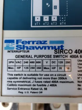 SC400 FERRAZ SHAWMUT Sirco Socomec General Switch #3