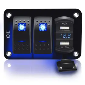 KG0160-2-B FXC Gang Rocker Switch Panel Voltmeter Dual Usb