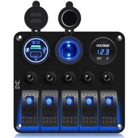 KG0191-5B FXC Waterproof Marine Boat Rocker Switch Panel Gang