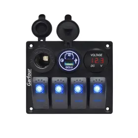 L4A3 GARFOUR Waterproof Boat Switch Panel Voltmeter Qc
