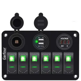 L6S3-GREEN GARFOUR Gang Marine Switch Panel Waterproof Boat