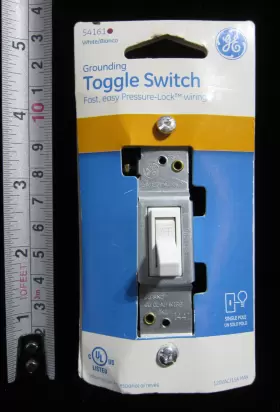54161 GE Single Pole Grounding Toggle Light Switch Vac
