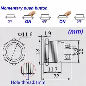 781621380954 GEBILDET Momentary Push Screw Terminals Steel #2
