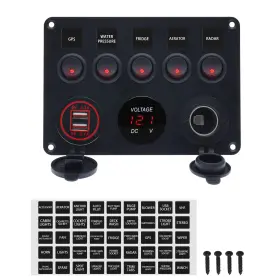 10-5GANG-4.2A-RED GELOO Gang Marine Toggle Switches Rocker