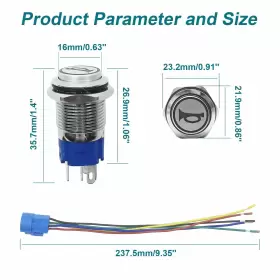 614158509195 GEPHYNM Horn Momentary Push Switch Car #2