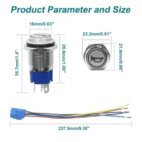 705353772108 GEPHYNM Horn Momentary Push Switch Car #2