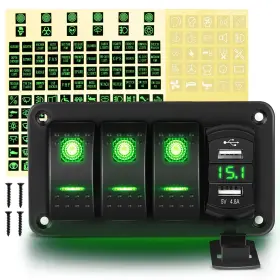 134G GOOACC Gang Rocker Switch Panel Backlit Usb Charger Amp