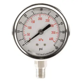4CFH3 GRAINGER APPROVED Filled Water Pressure Gauge