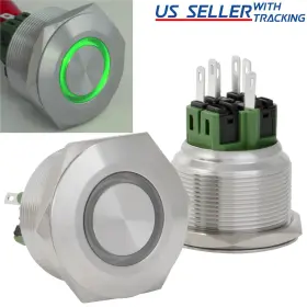 LTCH-B8-GRN JACOBSPARTS Latching Push Power Switch Steel Led