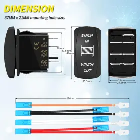DR-A11L27GBL JOINFWORLD Winch Switch Momentary Pin Rocke #2