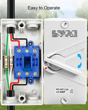 ENDSYMJ0420 JUFWKO Pole Enclosed Motor Disconnect Switch #3