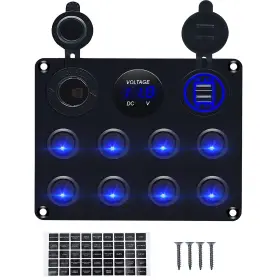 8GANG-BLUE-L KAOLALI Gang Waterproof Toggle Switch Panel