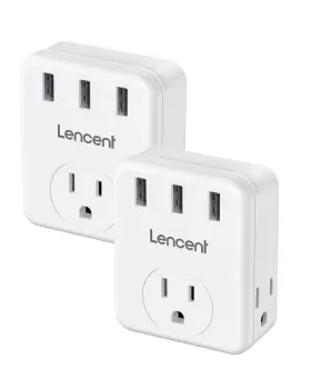 WSF-05 LENCENT Plug Outlet Extender Pack Splitter Usb Por