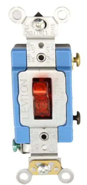 1201-PLR LEVITON Single Pole Pilot Light Toggle Switch Amp